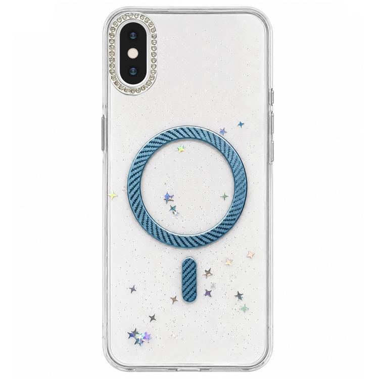 Custodia magnetica per telefono con inserti in resina epossidica glitterata., For iPhone XS Max