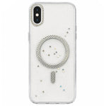 Custodia magnetica per telefono con inserti in resina epossidica glitterata., For iPhone XS Max
