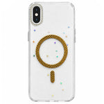 Custodia magnetica per telefono con inserti in resina epossidica glitterata., For iPhone XS Max