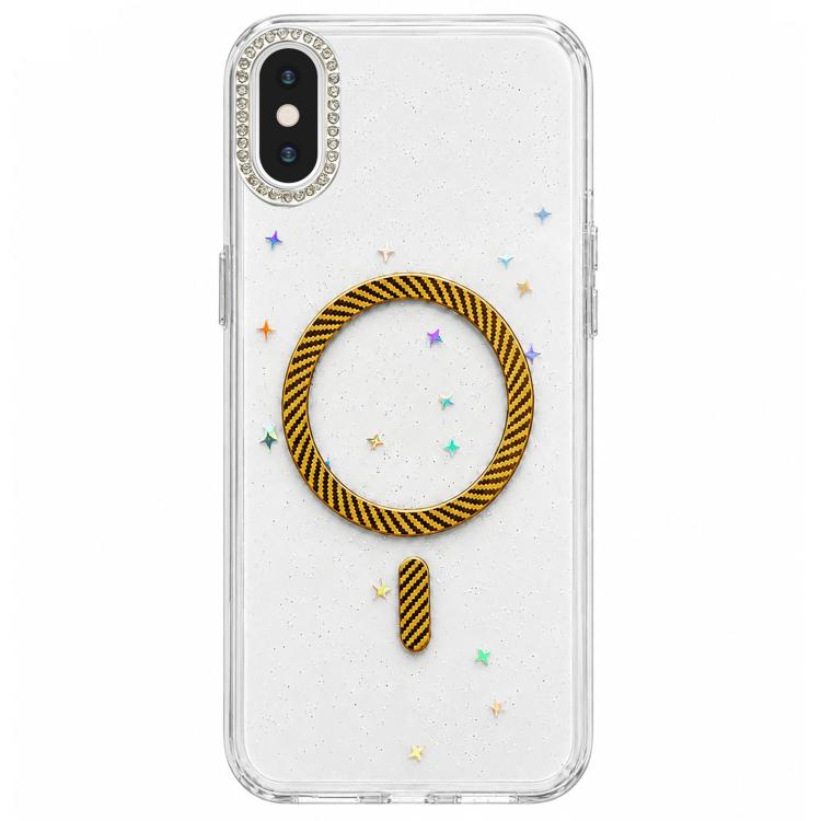 Custodia magnetica per telefono con inserti in resina epossidica glitterata., For iPhone XS Max