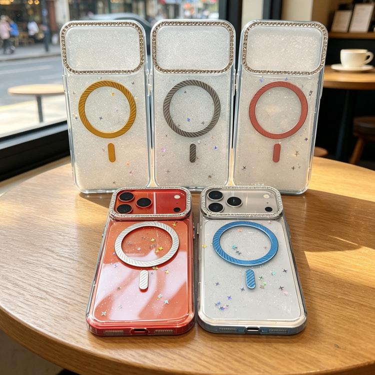 Custodia magnetica per telefono con inserti in resina epossidica glitterata., For iPhone XS Max