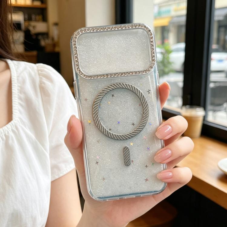 Custodia magnetica per telefono con inserti in resina epossidica glitterata., For iPhone XS Max