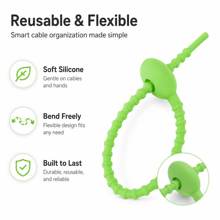 20 fascette in silicone fai-da-te da 15 cm per avvolgere e organizzare i cavi dati., 15cm Random Color Delivery