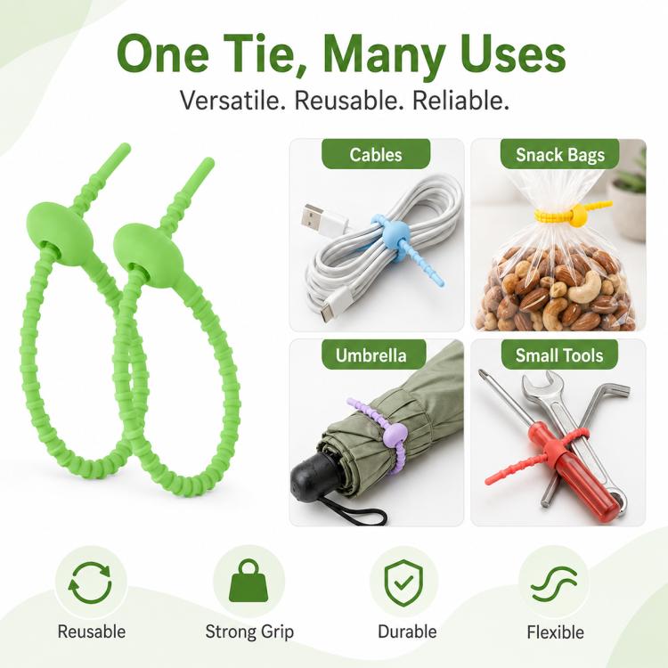 20 fascette in silicone fai-da-te da 15 cm per avvolgere e organizzare i cavi dati., 15cm Random Color Delivery