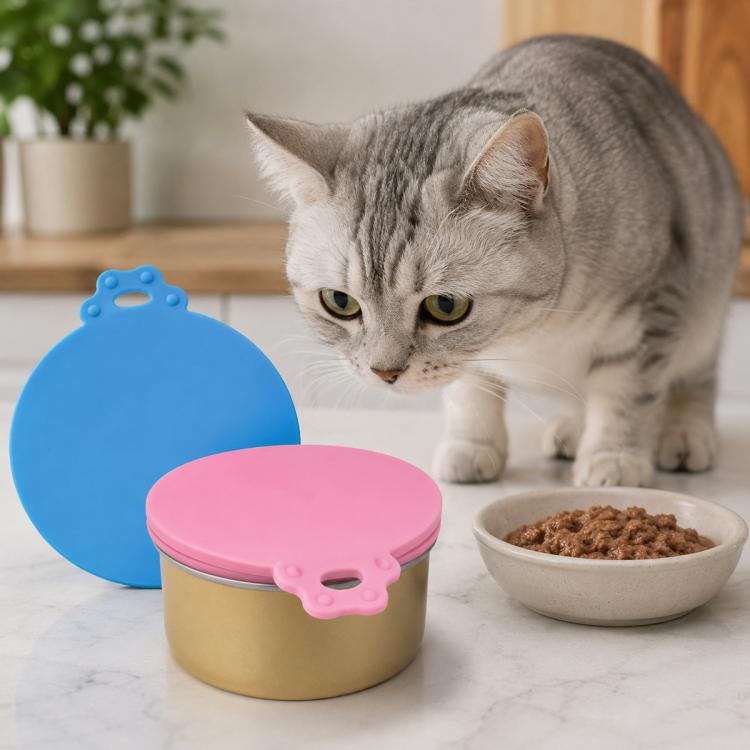 2 lattine per cibo per animali con coperchio in silicone ermetico