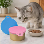 2 lattine per cibo per animali con coperchio in silicone ermetico