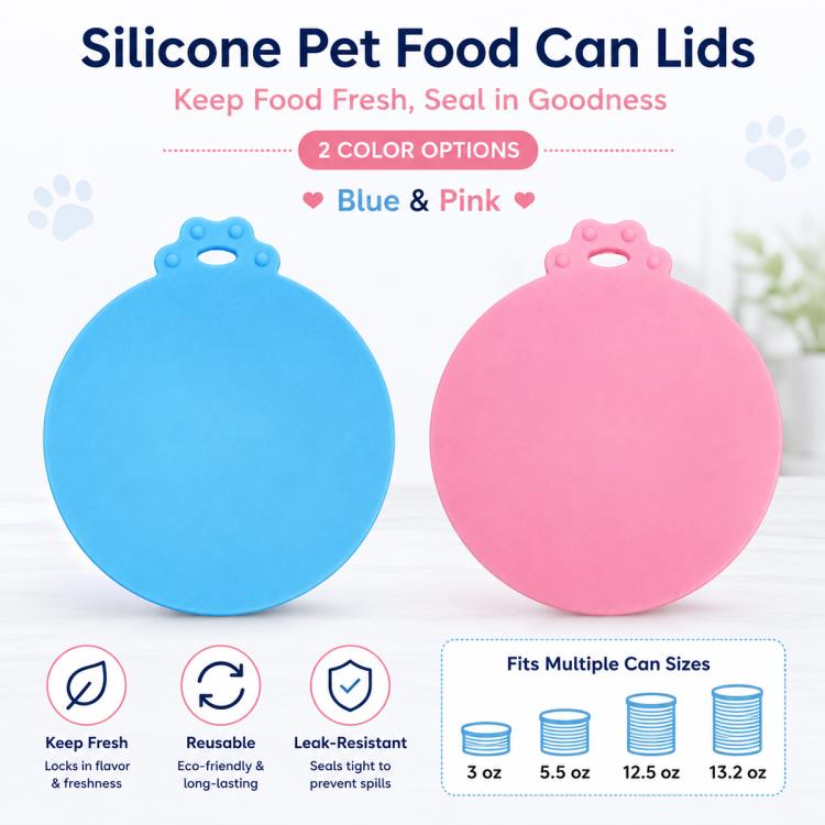 2 lattine per cibo per animali con coperchio in silicone ermetico