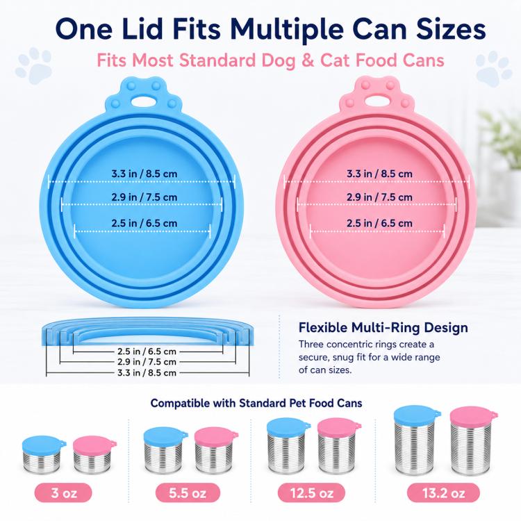 2 lattine per cibo per animali con coperchio in silicone ermetico