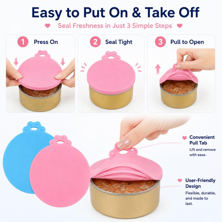 2 lattine per cibo per animali con coperchio in silicone ermetico