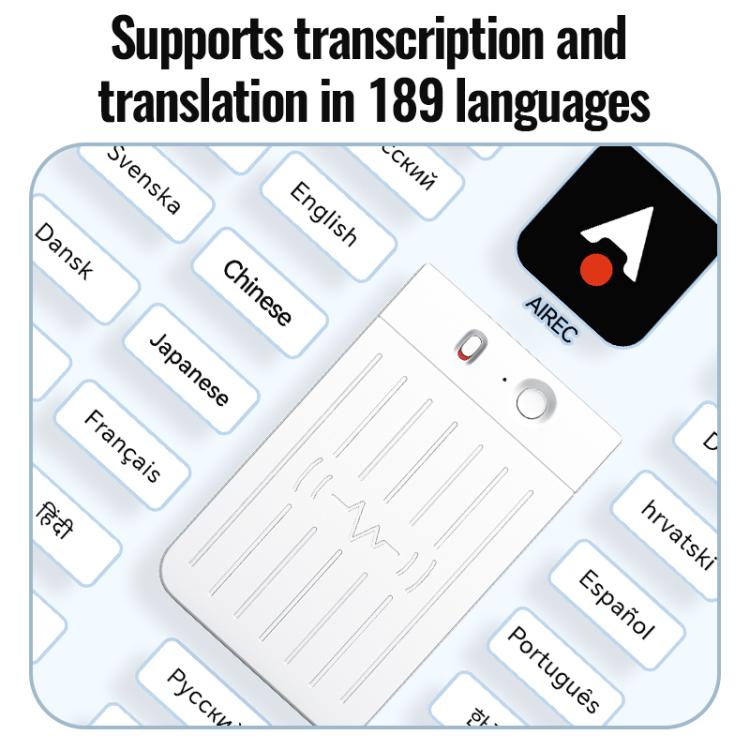 Registratore vocale intelligente AI ultrasottile con doppia tastiera e impronta vocale, compatibile con AIREC-APP., 8GB, 16GB, 32GB, 64GB, 128GB, 256GB