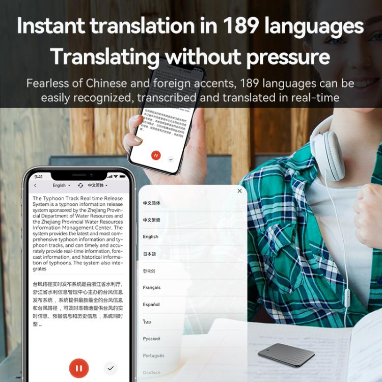 A3 Tastiera con tastiera a V, ultra sottile, con intelligenza artificiale, supporto per registratore vocale intelligente e app AIREC., 8GB, 16GB, 32GB, 64GB, 128GB, 256GB