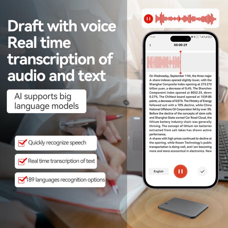 A3 Tastiera con tastiera a V, ultra sottile, con intelligenza artificiale, supporto per registratore vocale intelligente e app AIREC., 8GB, 16GB, 32GB, 64GB, 128GB, 256GB