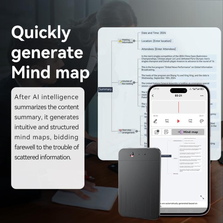 A3 Tastiera con tastiera a V, ultra sottile, con intelligenza artificiale, supporto per registratore vocale intelligente e app AIREC., 8GB, 16GB, 32GB, 64GB, 128GB, 256GB