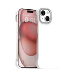Custodia per telefono ibrida in PC e TPU satinato con mezza cornice a forma di diamante di Candy Diamond, For iPhone 15 Pro, For iPhone 15 Plus, For iPhone 15