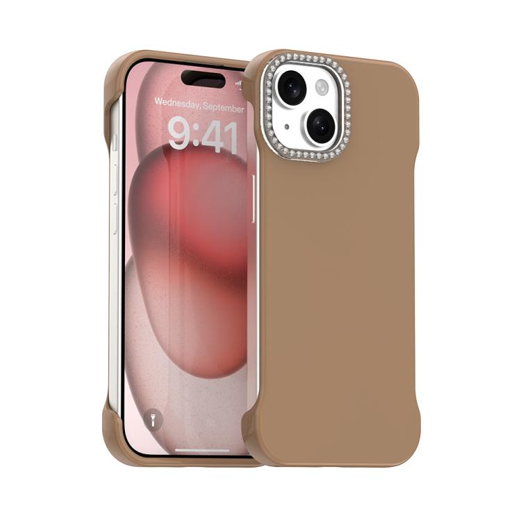 Custodia per telefono ibrida in PC e TPU satinato con mezza cornice a forma di diamante di Candy Diamond, For iPhone 15 Pro, For iPhone 15 Plus, For iPhone 15