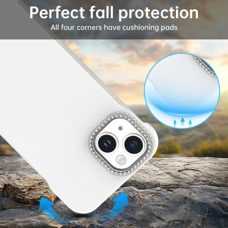 Custodia per telefono ibrida in PC e TPU satinato con mezza cornice a forma di diamante di Candy Diamond, For iPhone 14 Plus, For iPhone 14, For iPhone 14 Pro