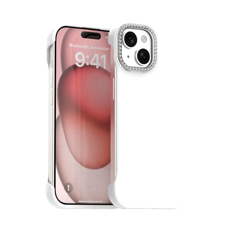 Custodia per telefono ibrida in PC e TPU satinato con mezza cornice a forma di diamante di Candy Diamond, For iPhone 15 Pro, For iPhone 15 Plus, For iPhone 15