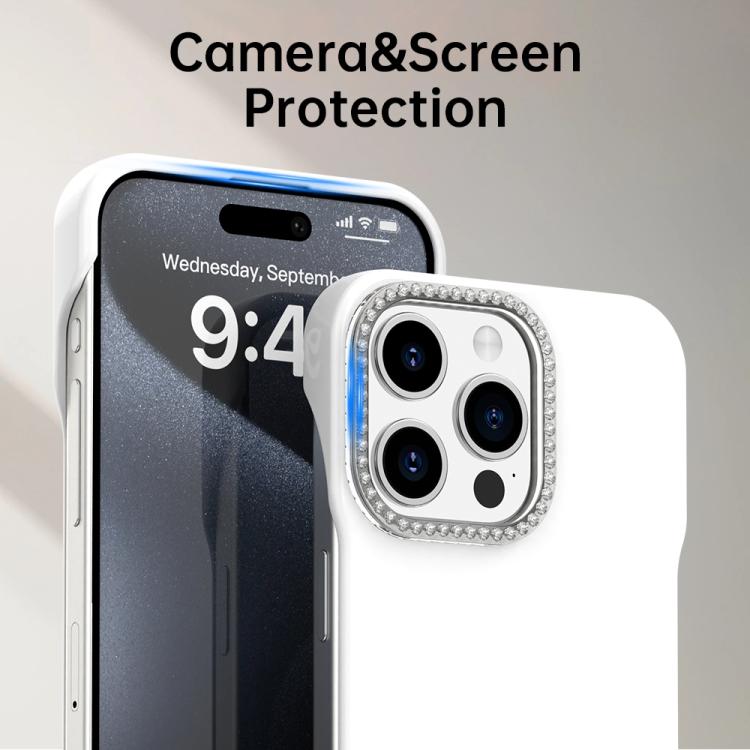 Custodia per telefono ibrida in PC e TPU satinato con mezza cornice a forma di diamante di Candy Diamond, For iPhone 15 Pro, For iPhone 15 Plus, For iPhone 15