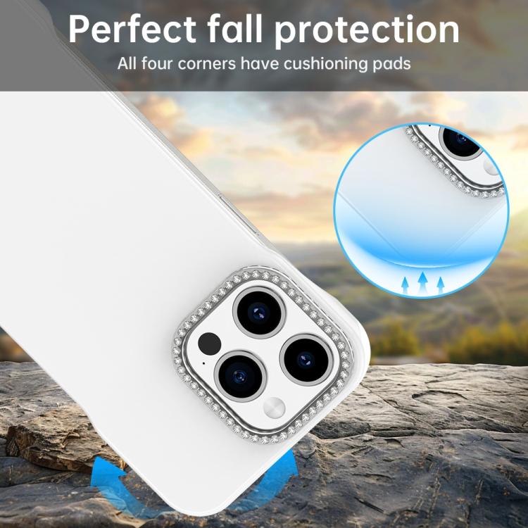 Custodia per telefono ibrida in PC e TPU satinato con mezza cornice a forma di diamante di Candy Diamond, For iPhone 15 Pro, For iPhone 15 Plus, For iPhone 15