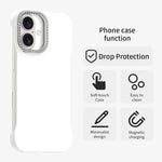 Custodia per telefono ibrida in PC e TPU satinato con mezza cornice a forma di diamante di Candy Diamond, For iPhone 16 Plus, For iPhone 16, For iPhone 15 Pro Max