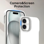 Custodia per telefono ibrida in PC e TPU satinato con mezza cornice a forma di diamante di Candy Diamond, For iPhone 16 Plus, For iPhone 16, For iPhone 15 Pro Max