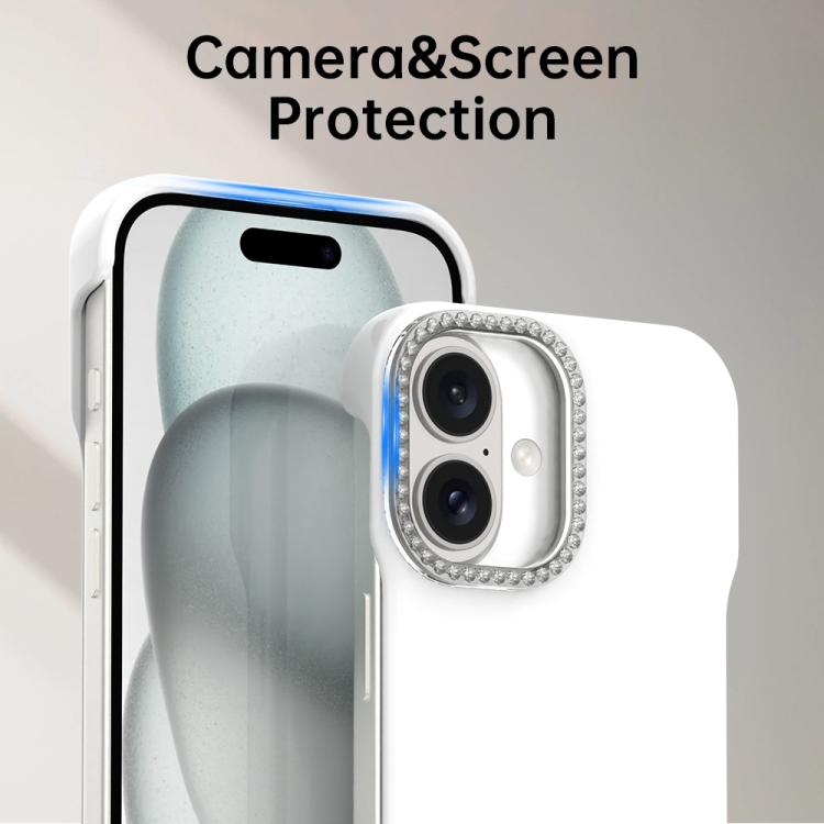 Custodia per telefono ibrida in PC e TPU satinato con mezza cornice a forma di diamante di Candy Diamond, For iPhone 16 Plus, For iPhone 16, For iPhone 15 Pro Max