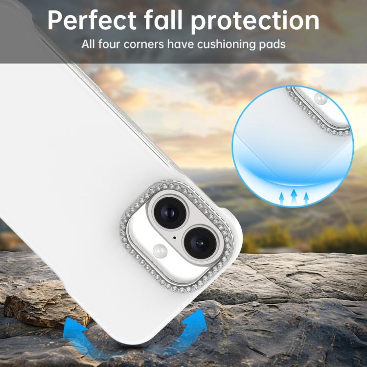 Custodia per telefono ibrida in PC e TPU satinato con mezza cornice a forma di diamante di Candy Diamond, For iPhone 16 Plus, For iPhone 16, For iPhone 15 Pro Max