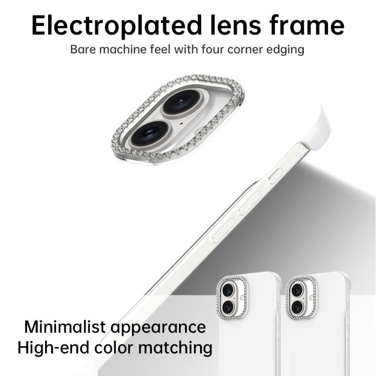 Custodia per telefono ibrida in PC e TPU satinato con mezza cornice a forma di diamante di Candy Diamond, For iPhone 16 Plus, For iPhone 16, For iPhone 15 Pro Max