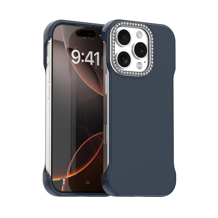 Custodia per telefono ibrida in PC e TPU satinato con mezza cornice a forma di diamante di Candy Diamond, For iPhone Air, For iPhone 16 Pro Max, For iPhone 16 Pro