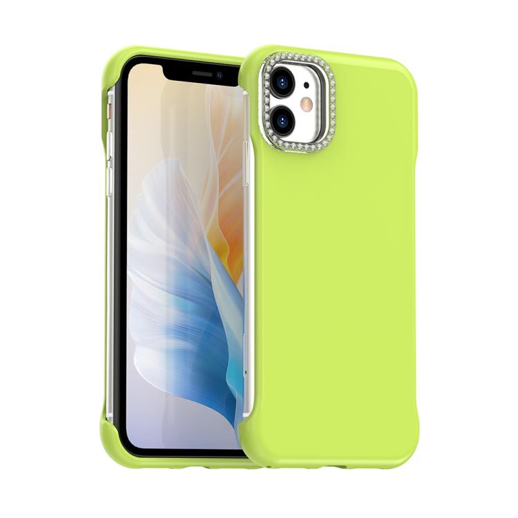 Custodia per telefono ibrida in PC e TPU satinato con mezza cornice a forma di diamante di Candy Diamond, For iPhone 12 Pro, For iPhone 11 Pro Max, For iPhone 11