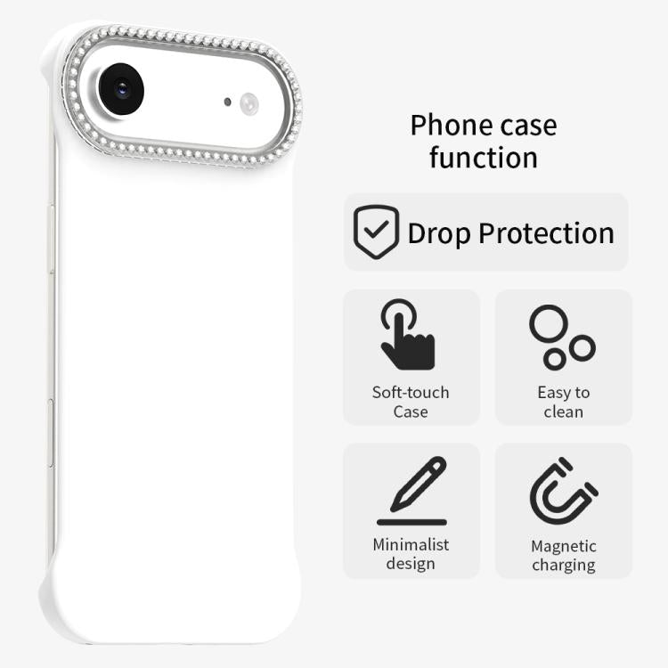 Custodia per telefono ibrida in PC e TPU satinato con mezza cornice a forma di diamante di Candy Diamond, For iPhone Air, For iPhone 16 Pro Max, For iPhone 16 Pro