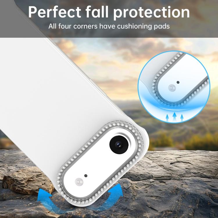 Custodia per telefono ibrida in PC e TPU satinato con mezza cornice a forma di diamante di Candy Diamond, For iPhone Air, For iPhone 16 Pro Max, For iPhone 16 Pro