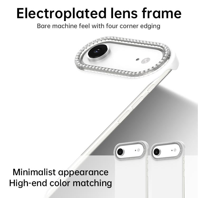 Custodia per telefono ibrida in PC e TPU satinato con mezza cornice a forma di diamante di Candy Diamond, For iPhone Air, For iPhone 16 Pro Max, For iPhone 16 Pro