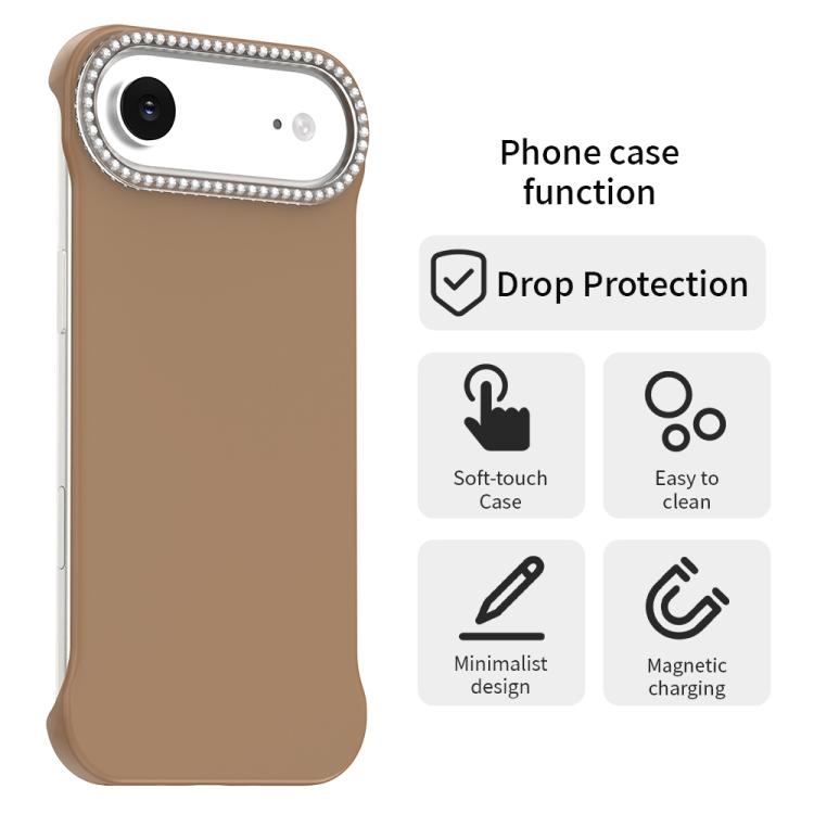 Custodia per telefono ibrida in PC e TPU satinato con mezza cornice a forma di diamante di Candy Diamond, For iPhone Air, For iPhone 16 Pro Max, For iPhone 16 Pro