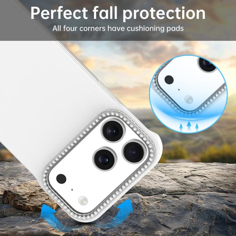 Custodia per telefono ibrida in PC e TPU satinato con mezza cornice a forma di diamante di Candy Diamond, For iPhone 17 Pro Max, For iPhone 17 Pro, For iPhone 17