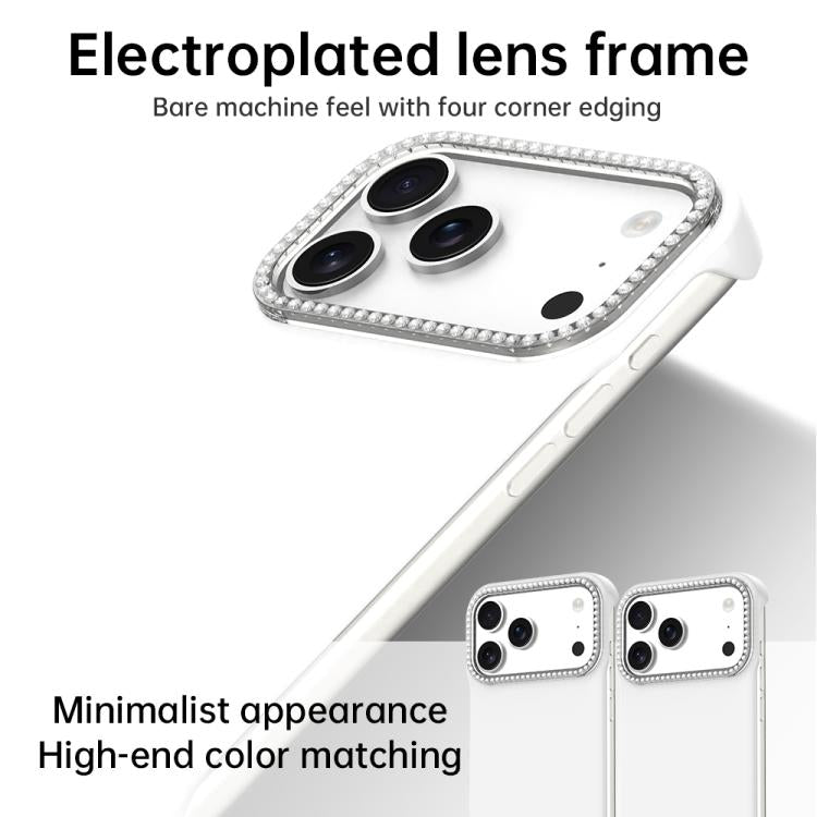 Custodia per telefono ibrida in PC e TPU satinato con mezza cornice a forma di diamante di Candy Diamond, For iPhone 17 Pro Max, For iPhone 17 Pro, For iPhone 17