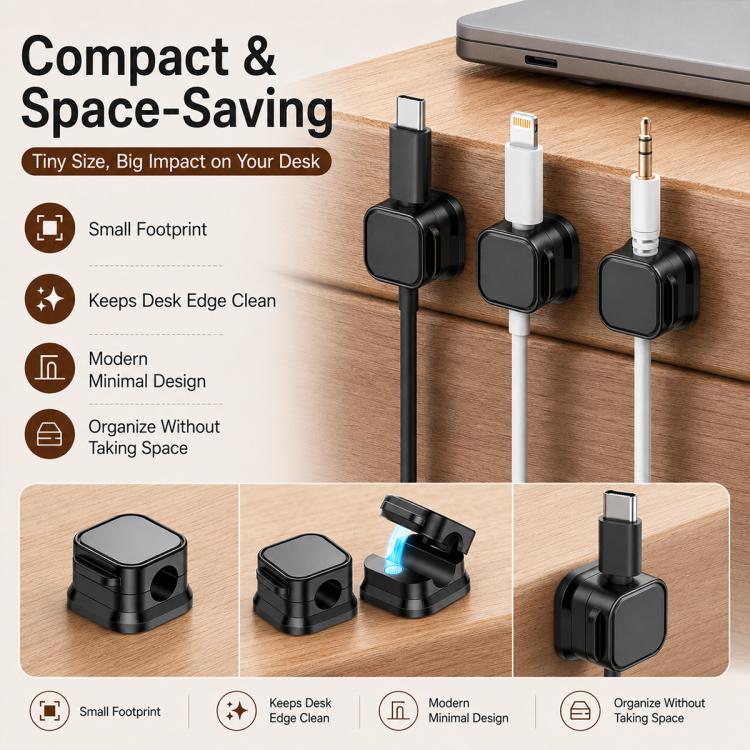 Set da 6 pezzi: organizer magnetico per cavi, supporto per cavi dati da parete