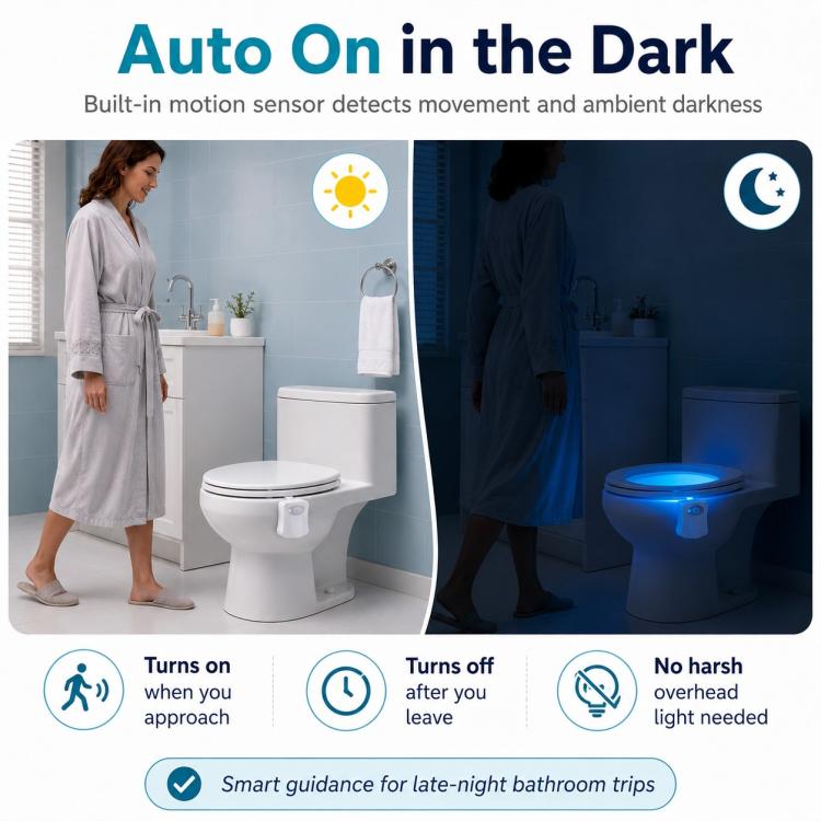 Luce notturna per WC con sensore di movimento RGB a 16 colori