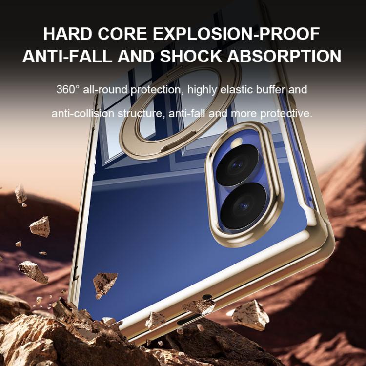 Custodia per telefono trasparente antiurto con galvanizzazione e supporto a 360 gradi., For Galaxy Z Fold8 5G, For Galaxy Z Fold8 Ultra 5G, For Galaxy Z Flip8 5G
