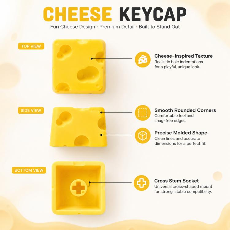 4 tasti creativi 3D a tema formaggio con stelo a croce