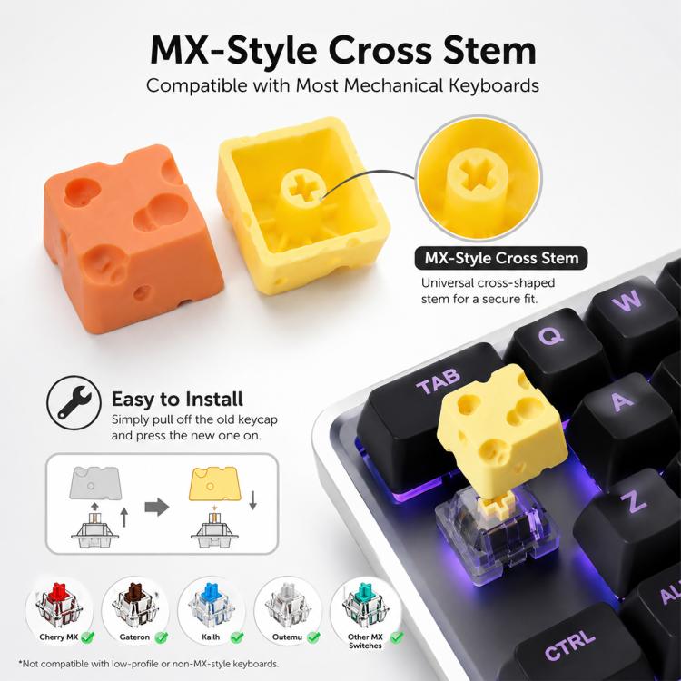 4 tasti creativi 3D a tema formaggio con stelo a croce