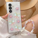 Custodia per telefono in resina PC con ciondolo a forma di farfalle e fiori smaltati, con bracciale integrato., For Galaxy Z Fold7, For Galaxy Z Flip7, For Galaxy Z Flip6 / Z Flip5, For Galaxy Z Fold6, For Galaxy Z Fold5, For Galaxy Z Fold4