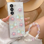 Custodia per telefono in resina PC con ciondolo a forma di farfalle e fiori smaltati, con bracciale integrato., For Galaxy Z Fold7, For Galaxy Z Flip7, For Galaxy Z Flip6 / Z Flip5, For Galaxy Z Fold6, For Galaxy Z Fold5, For Galaxy Z Fold4