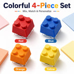 4 tasti con blocchi di costruzione 3D creativi e stelo a croce