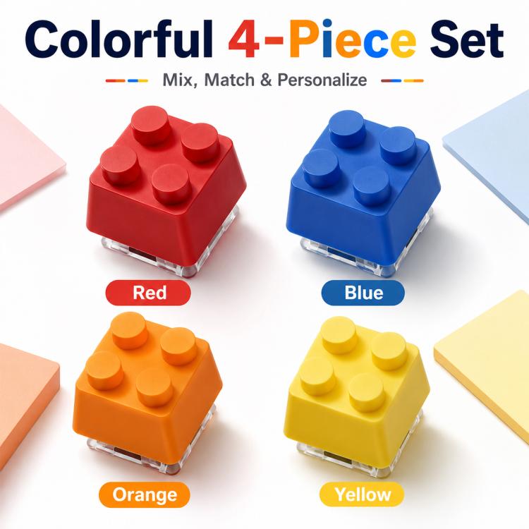 4 tasti con blocchi di costruzione 3D creativi e stelo a croce
