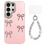 Custodia per telefono IMD color dopamina galvanizzata con cinturino da polso con perline, delicata sulla pelle., For Galaxy S23 Ultra 5G