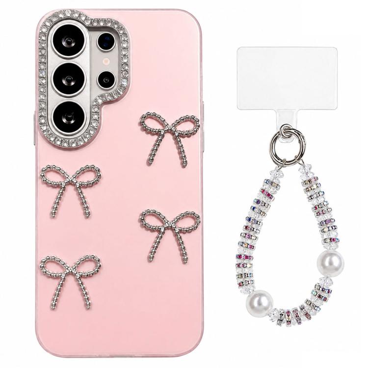 Custodia per telefono IMD color dopamina galvanizzata con cinturino da polso con perline, delicata sulla pelle., For Galaxy S23 Ultra 5G