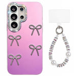 Custodia per telefono IMD color dopamina galvanizzata con cinturino da polso con perline, delicata sulla pelle., For Galaxy S23 Ultra 5G