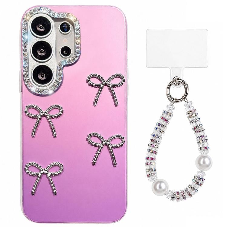 Custodia per telefono IMD color dopamina galvanizzata con cinturino da polso con perline, delicata sulla pelle., For Galaxy S23 Ultra 5G
