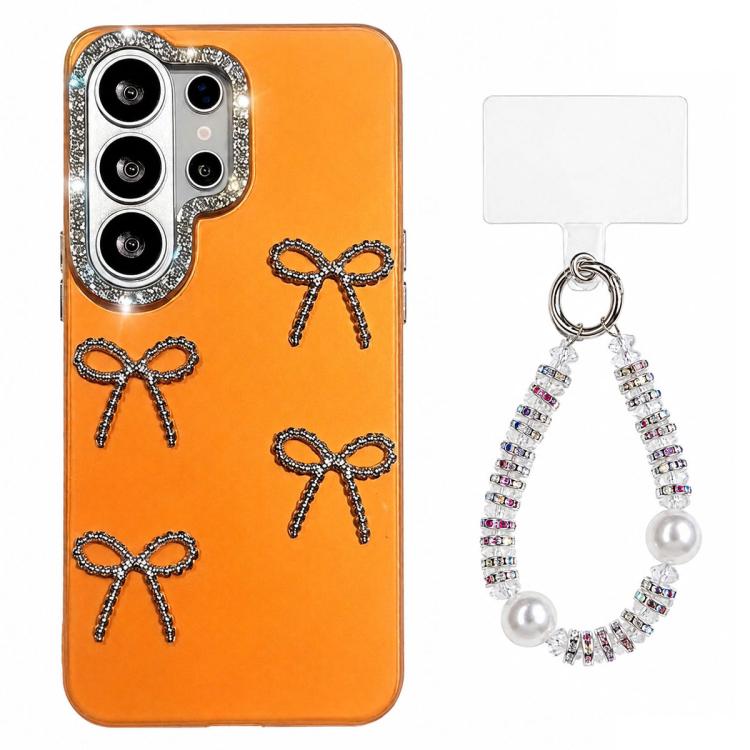 Custodia per telefono IMD color dopamina galvanizzata con cinturino da polso con perline, delicata sulla pelle., For Galaxy S23 Ultra 5G